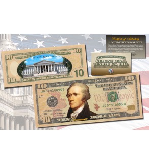 TEN DOLLAR $10 U.S. Bill Genuine Legal Tender Currency COLORIZED 2-SIDED