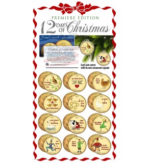 TWELVE DAYS OF CHRISTMAS 24K Gold Plated JFK Half Dollars 12-Coin Set Ornaments