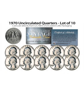 1970 QUARTERS Uncirculated U.S. Coins Direct from U.S. Mint Cello Packs (QTY 10)