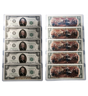 1976 BICENTENNIAL Colorized 2-SIDED Genuine Legal Tender U.S. $2 Bills * Lot of 5 - Consecutive Serial Numbered *