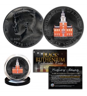 DUAL BLACK RUTHENIUM & COLORIZED 1976 Bicentennial JFK Kennedy Half Dollar Genuine U.S. Coin