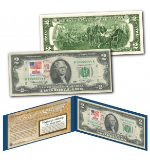 1976 First Day Issue Genuine Legal Tender $2 Bill with '76 Stamp & Postmark 1st Day Issue