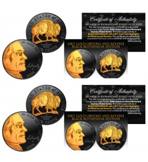 2005 BLACK RUTHENIUM American Bison Westward Journey Nickel 24KT Gold Clad Hightlights 2-Coin Set - Both P & D MINT