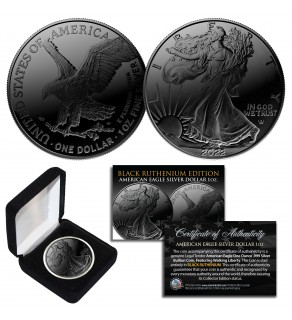 2022 BLACK RUTHENIUM 1 OZ .999 Fine Silver BU American Eagle U.S. Coin - TYPE 2  with Display Box