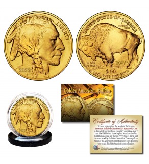 2023 24K Gold Plated $50 AMERICAN GOLD BUFFALO Indian Tribute Coin (Lot of 3)