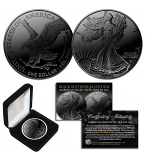 2023 BLACK RUTHENIUM 1 OZ .999 Fine Silver BU American Eagle U.S. Coin - TYPE 2  with Display Box