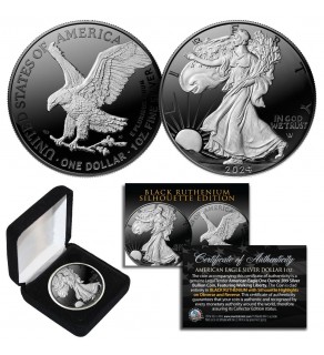 2024 Black RUTHENIUM SILHOUETTE Edition 1 OZ .999 Fine Silver BU American Eagle U.S. Coin - TYPE 2
