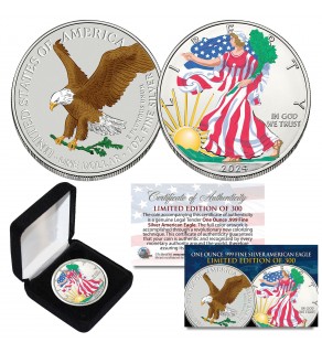 2024 Colorized 2-Sided Genuine 1 OZ .999 Fine Silver BU American Eagle U.S. Coin with BOX Limited of 300 - TYPE 2