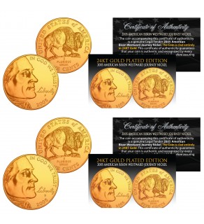 2005 American Buffalo Westward Journey Nickel 2-Coin P & D Mint Set 24K GOLD Plated - BOGO