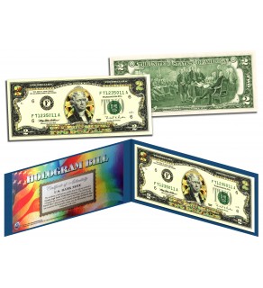 GOLD DIAMOND CRACKLE HOLOGRAM Legal Tender US $2 Bill Currency - Limited Edition