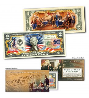 July 4th Independence Day *2-Sided* Official Genuine Legal Tender $2 U.S. Bill 