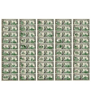 Set of 50 STATE $1 Bills - Genuine Legal Tender - U.S. One-Dollar Currency " Green "