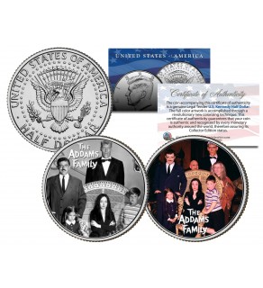 THE ADDAMS FAMILY - TV SHOW - Colorized JFK Half Dollar U.S. 2-Coin Set