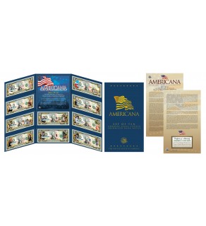 AMERICANA Set of 10 Legal Tender Colorized $2 Bills - LICENSED - Elvis Lucy Monroe & More 