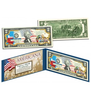 PEANUTS - CHARLIE BROWN - SNOOPY - Americana - Genuine Legal Tender Colorized U.S. $2 Bill - Officially Licensed