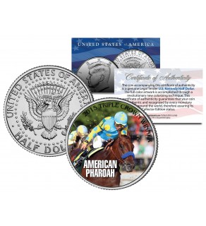 AMERICAN PHAROAH 2015 Triple Crown Winner - Colorized JFK Half Dollar U.S. Coin - RARE TEST ISSUE
