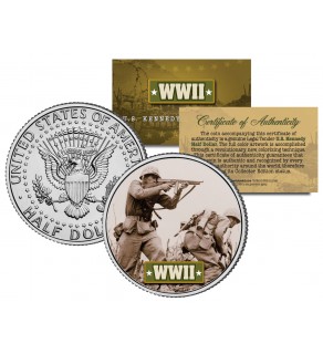 World War II - AMERICAN SOLDIER BATTLEFIELD - JFK Kennedy Half Dollar U.S. Coin