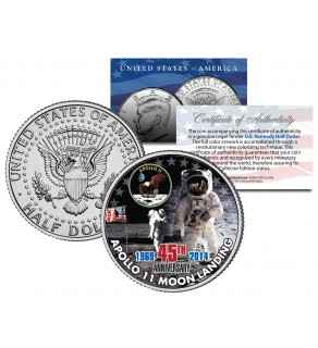 APOLLO 11 MOON LANDING - 45th Anniversary - Colorized JFK Half Dollar U.S. Coin Space NASA