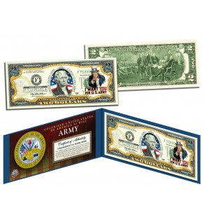 United States ARMY World War II WWII Vintage Genuine Legal Tender Colorized U.S. $2 Bill