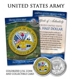 United States ARMY Official JFK Kennedy Half Dollar U.S. Coin and Collectible Card