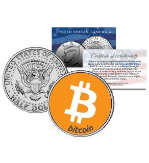 BITCOIN Commemorative Collectors Coin Art on Official JFK Kennedy Half Dollar U.S. Coin