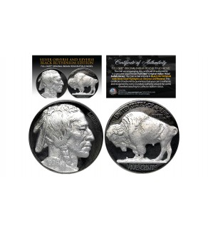 1930's BLACK RUTHENIUM Original Indian Head Buffalo Nickel *FULL DATES* GENUINE SILVER Highlights Obverse & Reverse