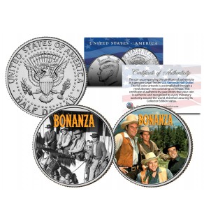 BONANZA - TV SHOW - Colorized JFK Half Dollar U.S. 2-Coin Set