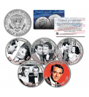 CARY GRANT - MOVIES - Colorized JFK Kennedy Half Dollar U.S. 5-Coin Set