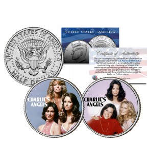 CHARLIE'S ANGELS - TV SHOW - Colorized JFK Half Dollar U.S. 2-Coin Set