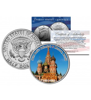 SAINT BASIL’S CATHEDRAL - Famous Churches - Colorized JFK Half Dollar US Coin Moscow Russia