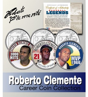 Baseball Legend ROBERTO CLEMENTE Statehood Quarters US Colorized 3-Coin Set - Officially Licensed