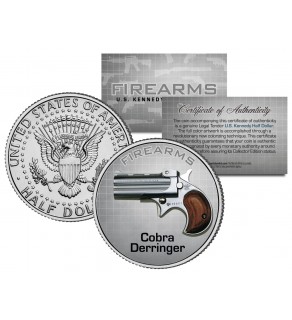 COBRA DERRINGER Gun Firearm JFK Kennedy Half Dollar US Colorized Coin