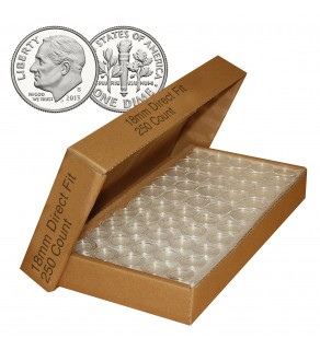 DIME Direct-Fit Airtight 18mm Coin Capsule Holders For DIMES (QTY: 250)