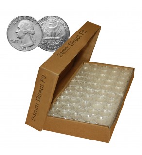 Direct Fit Airtight 24mm Coin Holder Capsules for QUARTERS - CASE QTY: 1000