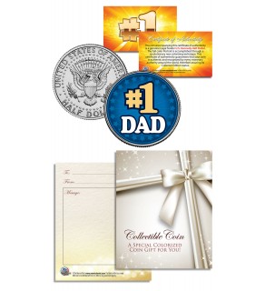 #1 DAD - World’s Greatest Dad - Father's Day - JFK Kennedy Half Dollar US Coin