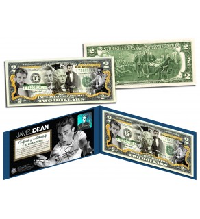 JAMES DEAN - Rebel Without a Cause - Legal Tender U.S. Colorized $2 Bill - Officially Licensed