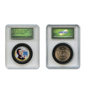 DEREK JETER 1996 Rookie of the Year Colorized JFK Kennedy Half Dollar U.S. Coin in Slabbed Serial Numbered Holder
