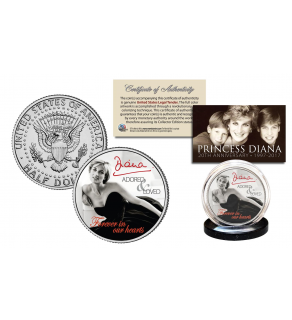 PRINCESS DIANA 1997-2017 20th ANNIVERSARY Official JFK Kennedy Half Dollar U.S. Coin - Black Dress
