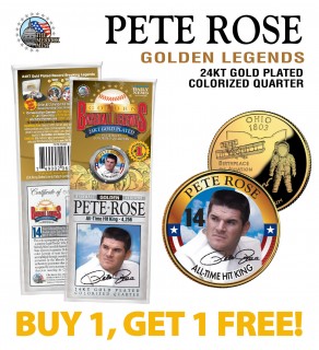 PETE ROSE Golden Legends 24K Gold Plated State Quarter US Coin - BUY 1 GET 1 FREE - bogo