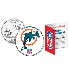 MIAMI DOLPHINS NFL Florida US Statehood Quarter Colorized Coin  - Officially Licensed