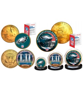 Super Bowl 52 LII NFL Champions Philadelphia Eagles 24K Gold Plated 3-Coin US Set - Phildaelphia Freedom Coins