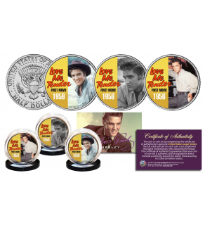 ELVIS PRESLEY Love Me Tender Official Colorized JFK Half Dollar Genuine Legal Tender U.S. 3-Coin Set