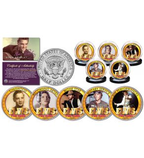 ELVIS PRESLEY * Life and Times * Official JFK Half Dollar Genuine Legal Tender U.S. 5-Coin Set