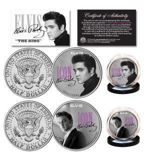 ELVIS PRESLEY Icon Collection Genuine JFK Kennedy U.S. Half Dollar 2-Coin Set