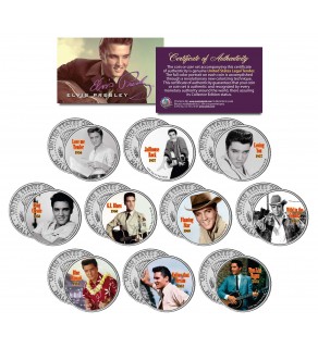 ELVIS PRESLEY - MOVIES - Colorized JFK Kennedy Half Dollar U.S. 10-Coin Set - Officially Licensed