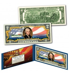United States of America Flag - New Design - Legal Tender $2 Bill FULLY COLORIZED