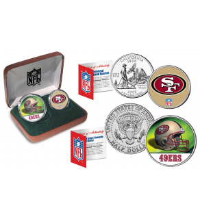 SAN FRANCISCO 49ERS - NFL 2-COIN SET State Quarter & JFK Half Dollar in Exclusive Football Pigskin Display Box OFFICIALLY LICENSED