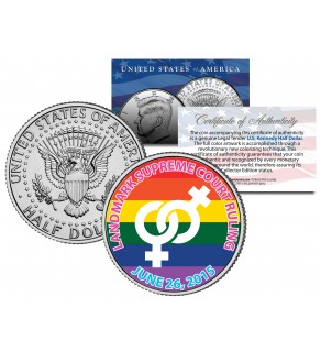 GAY PRIDE Marriage Equality Colorized 2015 JFK Half Dollar U.S. Coin LESBIAN Wedding 6/26/2015