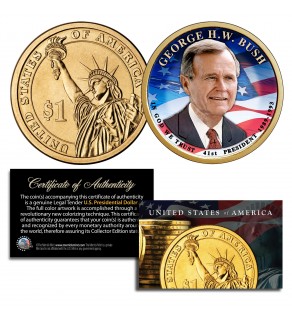 GEORGE H. W. BUSH Colorized 2020 Presidential $1 Dollar U.S. Coin