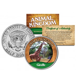 GIRAFFE - Animal Kingdom Series - JFK Kennedy Half Dollar U.S. Colorized Coin